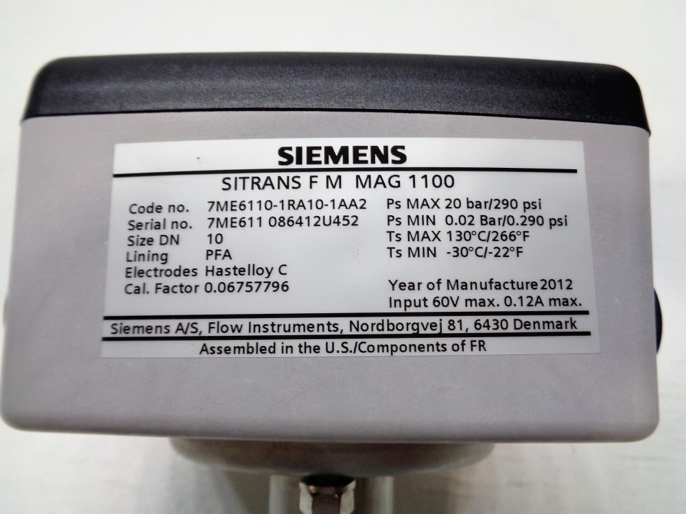 Siemens Sitrans F M MAG 1100 Electromagnetic Flow Sensor 7ME6110-1RA10-1AA2